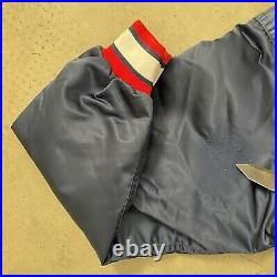 Wilson Vintage 80s Atlanta Braves Navy Blue Satin Baseball Jacket Mens Size XL