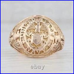 Without Stone Beautiful Men's US Navy Wedding Ring 14K Yellow Gold Plated Silver
