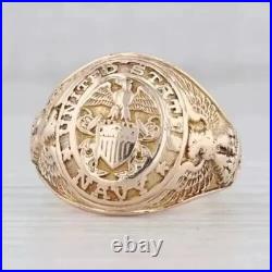 Without Stone Beautiful Men's US Navy Wedding Ring 14K Yellow Gold Plated Silver
