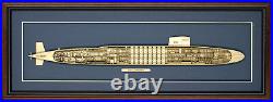 Wood Cutaway Model of Submarine USS Lafayette (SSBN-616) Made in the USA