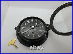 Working 1944 WWII U. S. NAVY Chelsea Clock Co. Bakelite Porthole Naval Ship Clock