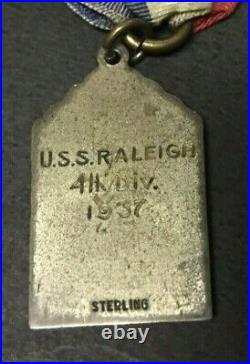 World War II Rare 1937 Uss Raleigh/pearl Harbor Sterling Silver Baseball Medal