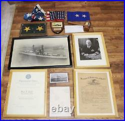 Ww II Usn Rear Admiral Large Photo, Large Tennessee Ship Photo, Flags Grouping