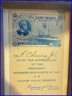 Ww1 1917 Navy Card To Frank Cheney Jr -son Of Cheney Silk MILL From Camp Dewey