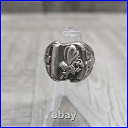 Ww2 Us Navy Seabees Sterling Silver Ring Size 13