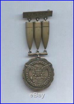 Wwi Unusual & Good Quality Marine Corps & Navy Sterling Named Prize Medal