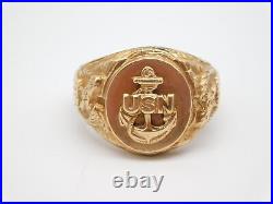 Wwii Original United States Of America 10k Gold Navy Military Eagle Usn Ring