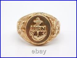 Wwii Original United States Of America 10k Gold Navy Military Eagle Usn Ring