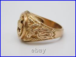 Wwii Original United States Of America 10k Gold Navy Military Eagle Usn Ring