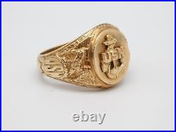 Wwii Original United States Of America 10k Gold Navy Military Eagle Usn Ring