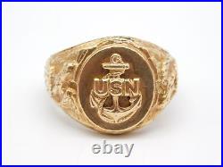 Wwii Original United States Of America 10k Gold Navy Military Eagle Usn Ring