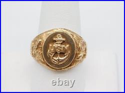 Wwii Original United States Of America 10k Gold Navy Military Eagle Usn Ring