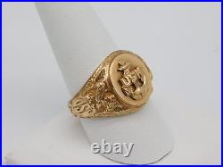 Wwii Original United States Of America 10k Gold Navy Military Eagle Usn Ring