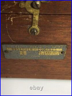 Wwii U. S. Navy Bureau Of Ships Observer Compass In Original Box (i1254)