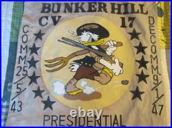 Wwii Us Navy Uss Bunker Hill Donald Duck Aircraft Carrier Ready Room Wall Flag
