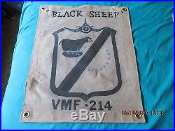 Wwii Usn Vmf-214 Black Sheep Squadron Ready Room Bar Wall Flag