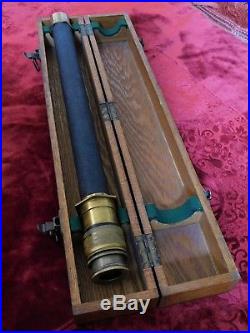 Wwii Vintage Us Navy Spyglass Officers Deck Telescope Brass & Leather Maritime