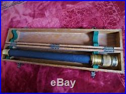 Wwii Vintage Us Navy Spyglass Officers Deck Telescope Brass & Leather Maritime