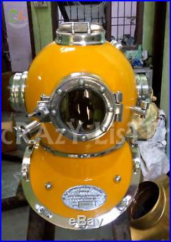 Yellow Paint & Nickel Finish Diving Divers U. S. Navy Diving Helmet Mark V SCA gf