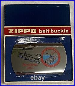 Zippo Belt Buckle 1967 RARE USS Okinawa LPH-3 NOS MINT! With Box